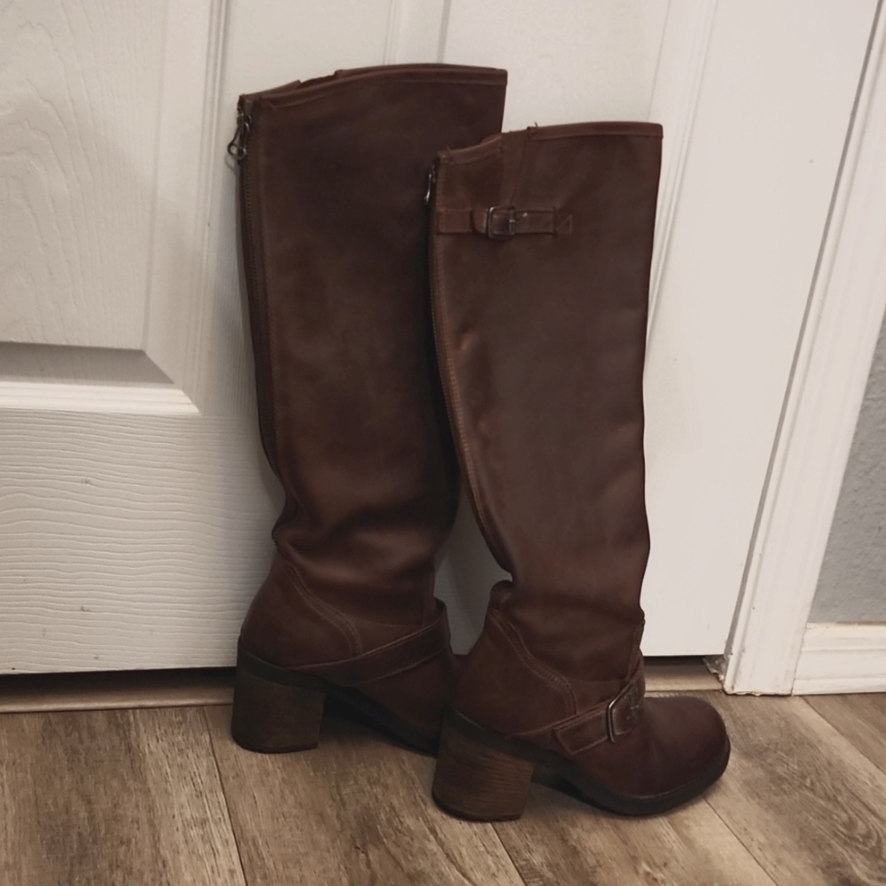Steve Madden leather boots brown size 7 - Picture 3 of 7